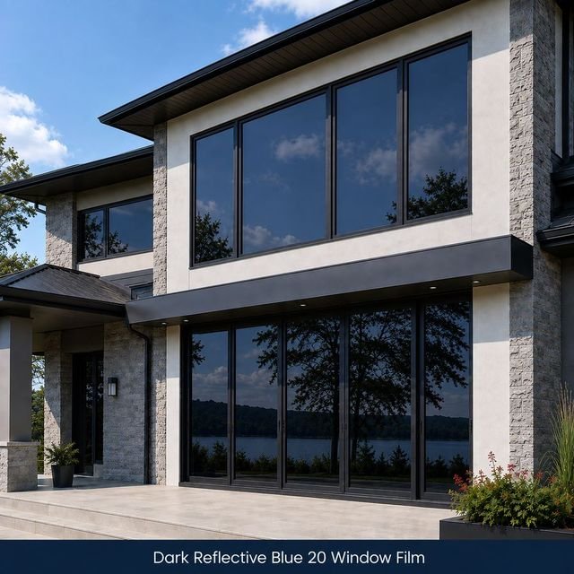 Dark Reflective Blue 20 window film swatch
