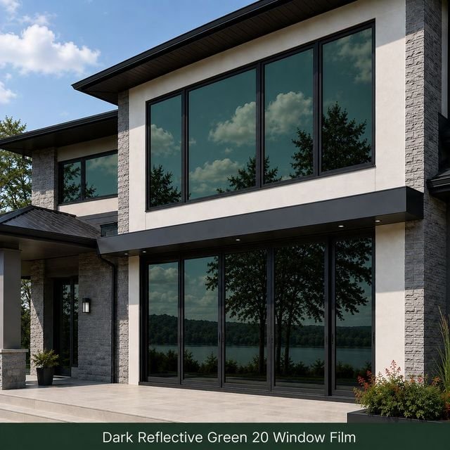 Dark Reflective Green 20 window film swatch
