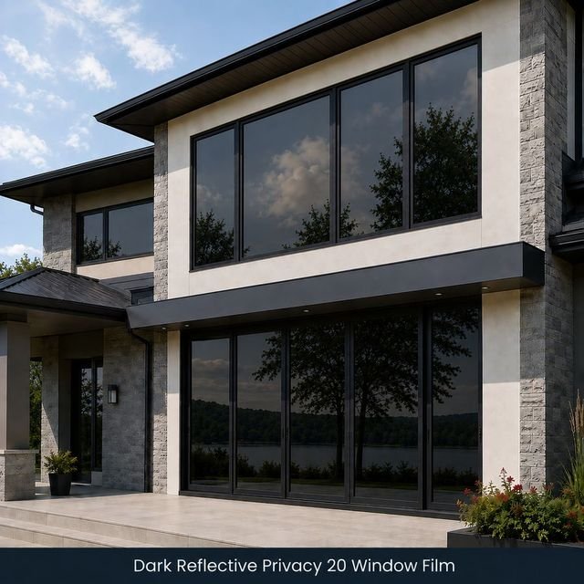 Dark Reflective Privacy 20 window film swatch