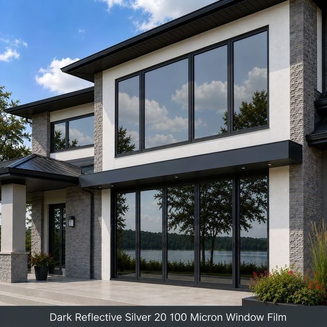 Dark Reflective Silver 20 100 Micron window film swatch