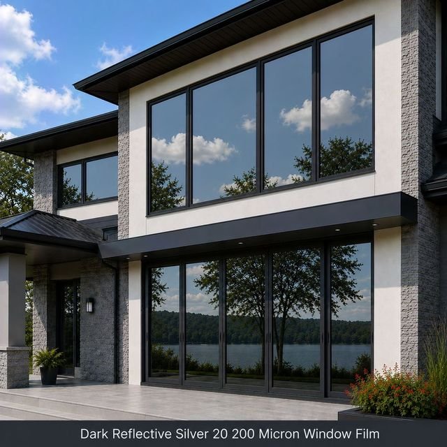 Dark Reflective Silver 20 200 Micron window film swatch
