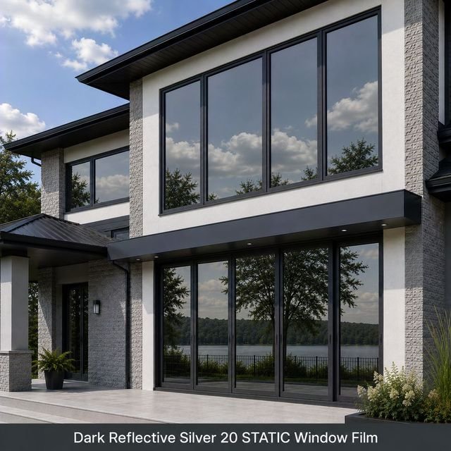Dark Reflective Silver 20 STATIC window film swatch