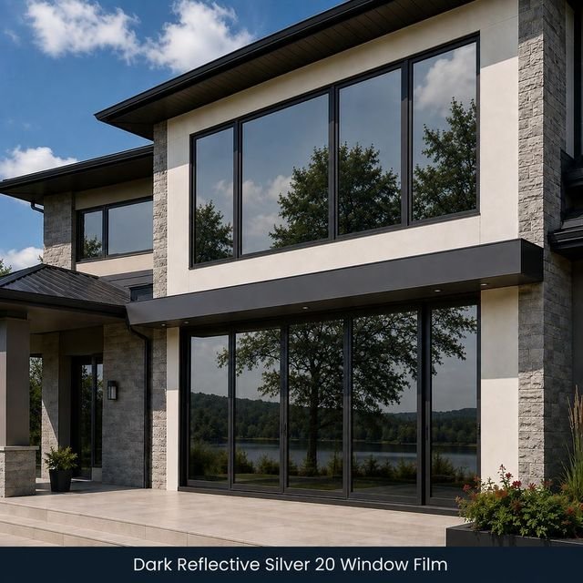 Dark Reflective Silver 20 window film swatch