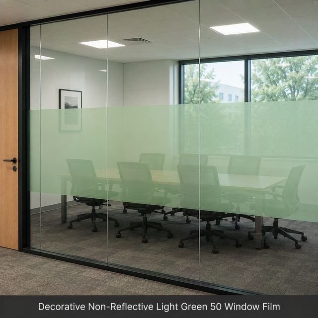 Decorative Non-Reflective Light Green 50 window film swatch