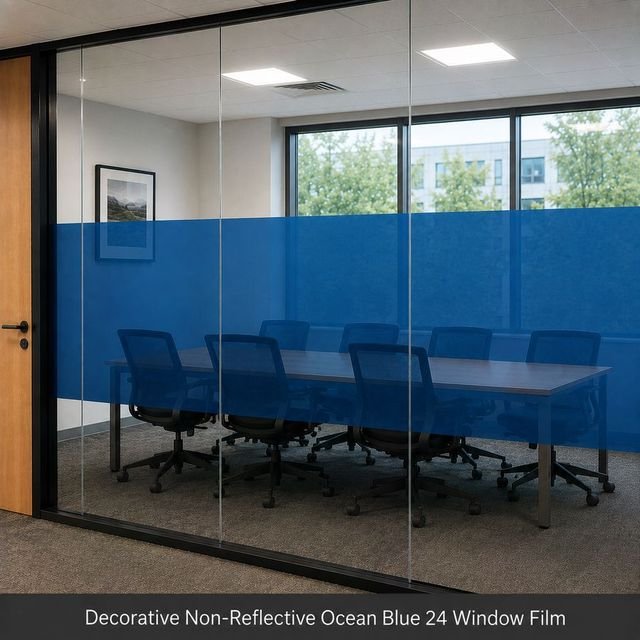 Decorative Non-Reflective Ocean Blue 24 window film swatch