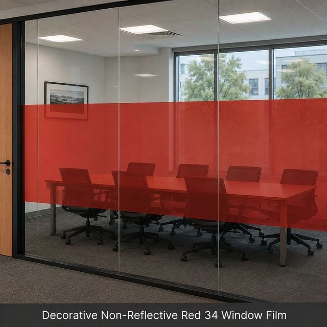 Decorative Non-Reflective Red 34 window film swatch