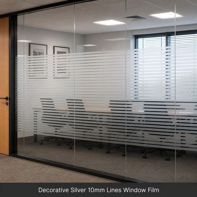 Decorative Silver 10mm Lines window film swatch