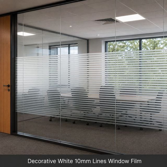 Decorative White 10mm Lines window film swatch