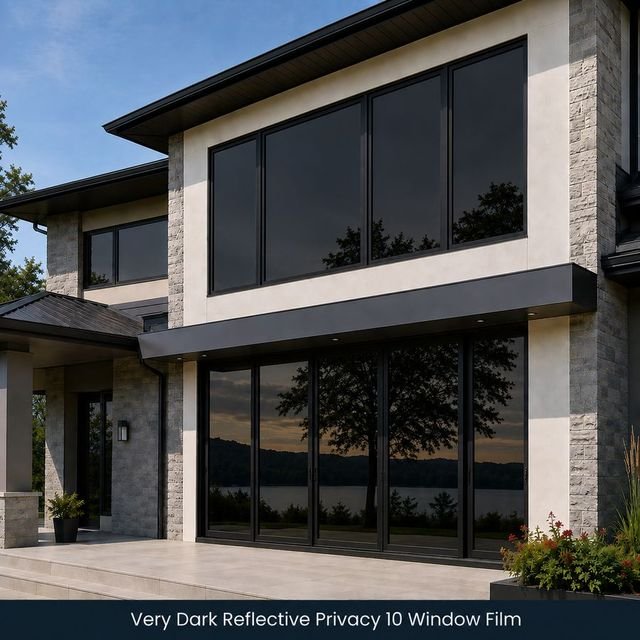 Very Dark Reflective Privacy 10 window film swatch