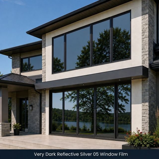 Very Dark Reflective Silver 05 window film swatch
